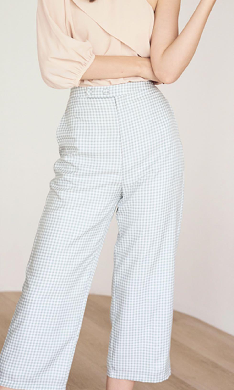 THE CLOSET LOVER TCL kacia gingham pants in seafoam