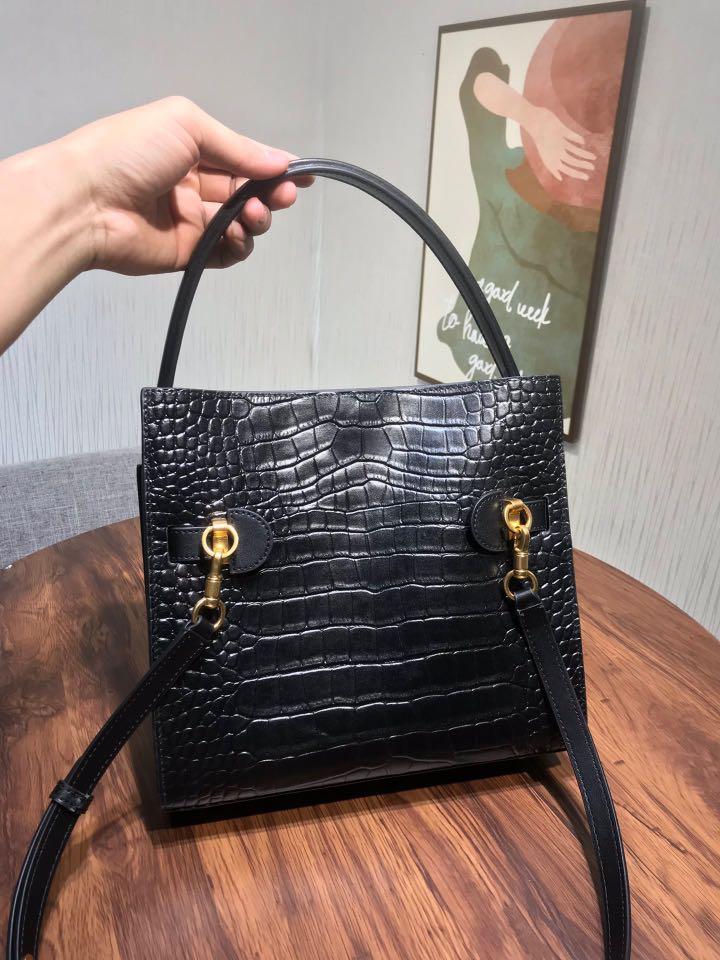 Tory Burch Lee Radziwill Croc Embossed Double Lee Bag, Women's Fashion,  Bags & Wallets, Purses & Pouches on Carousell