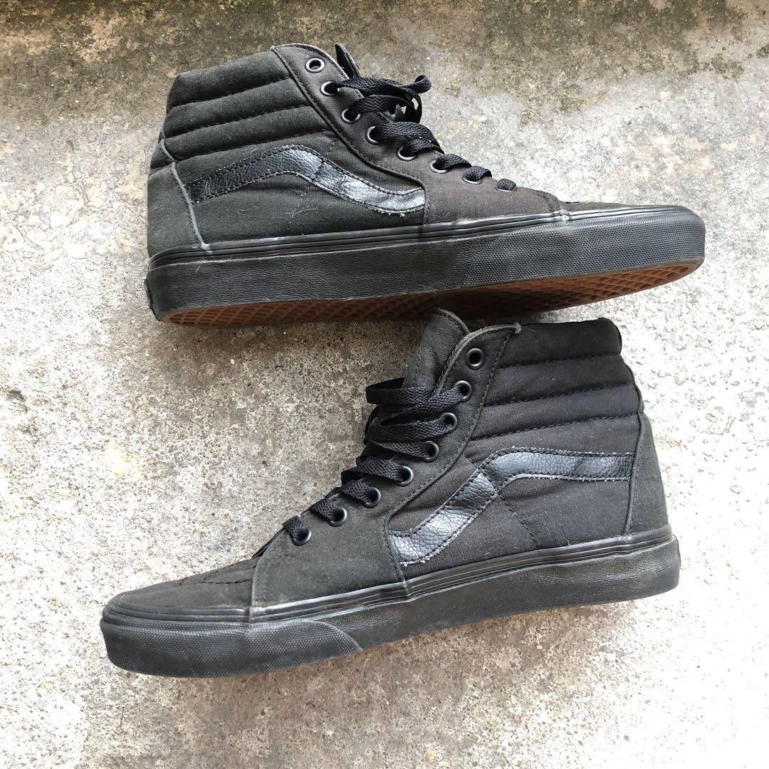 Vans Sk8 Hi All black, Men's Fashion 