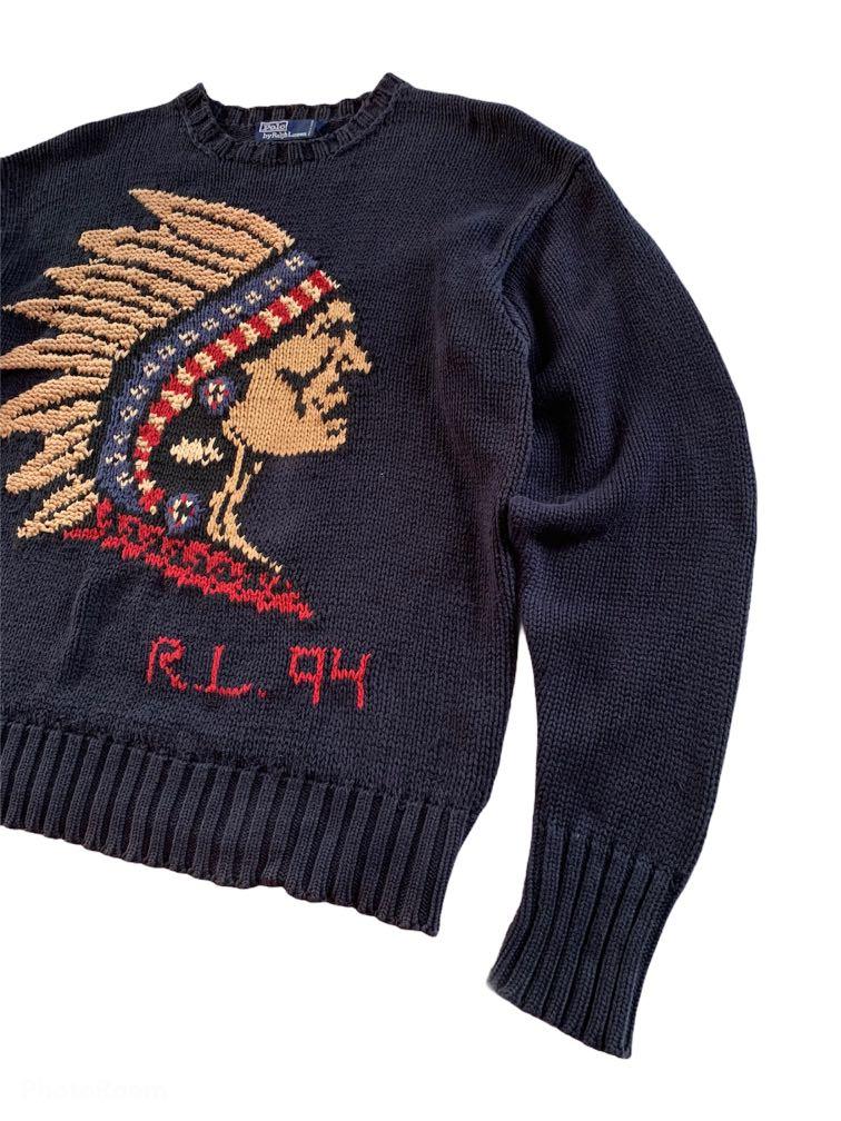 Vintage Polo Ralph Lauren Indian Head Sweater Knitwear, Men's Fashion,  Coats, Jackets and Outerwear on Carousell