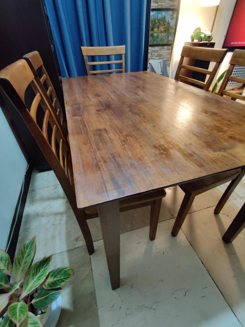 Solid Wood Dining Table W 6 Chairs Free Delivery Home Furniture Furniture Fixtures Tables Chairs On Carousell