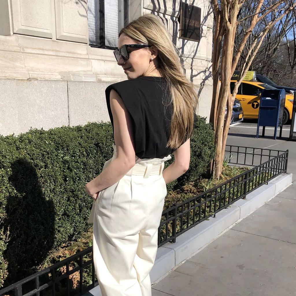 ZARA Padded shoulder top muscle tank 