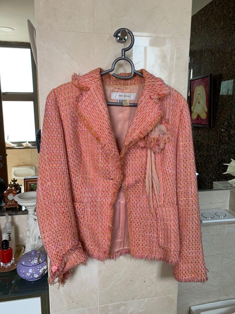 zara pink jacket tweed