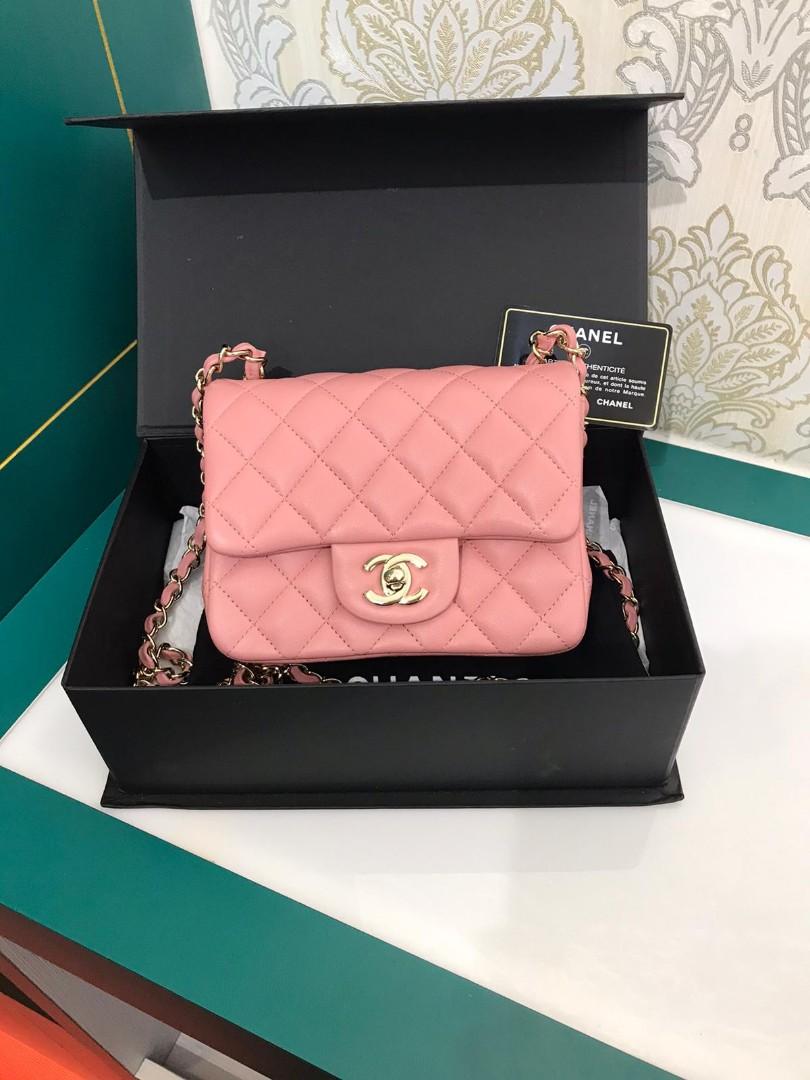 chanel mini square flap bag pink