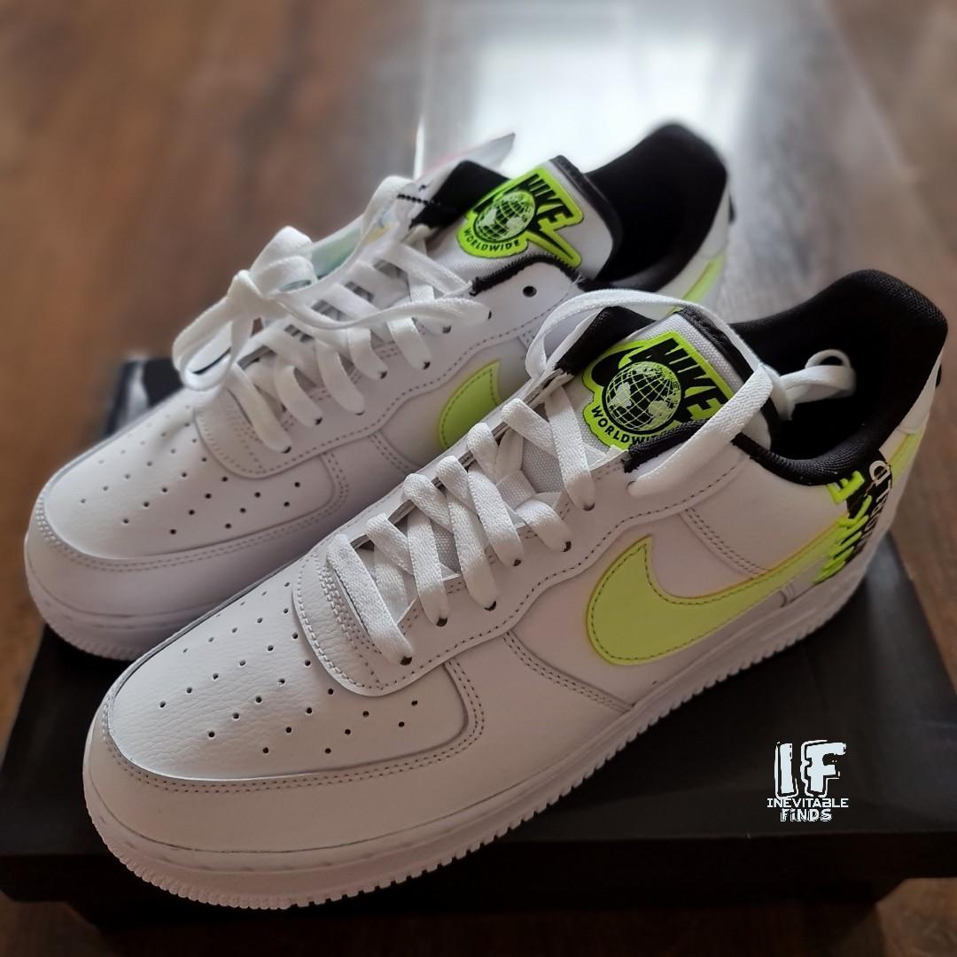 Nike Air Force 1 '07 AF1 Low Worldwide White/Volt (CK6924 101) Men’s Size 12