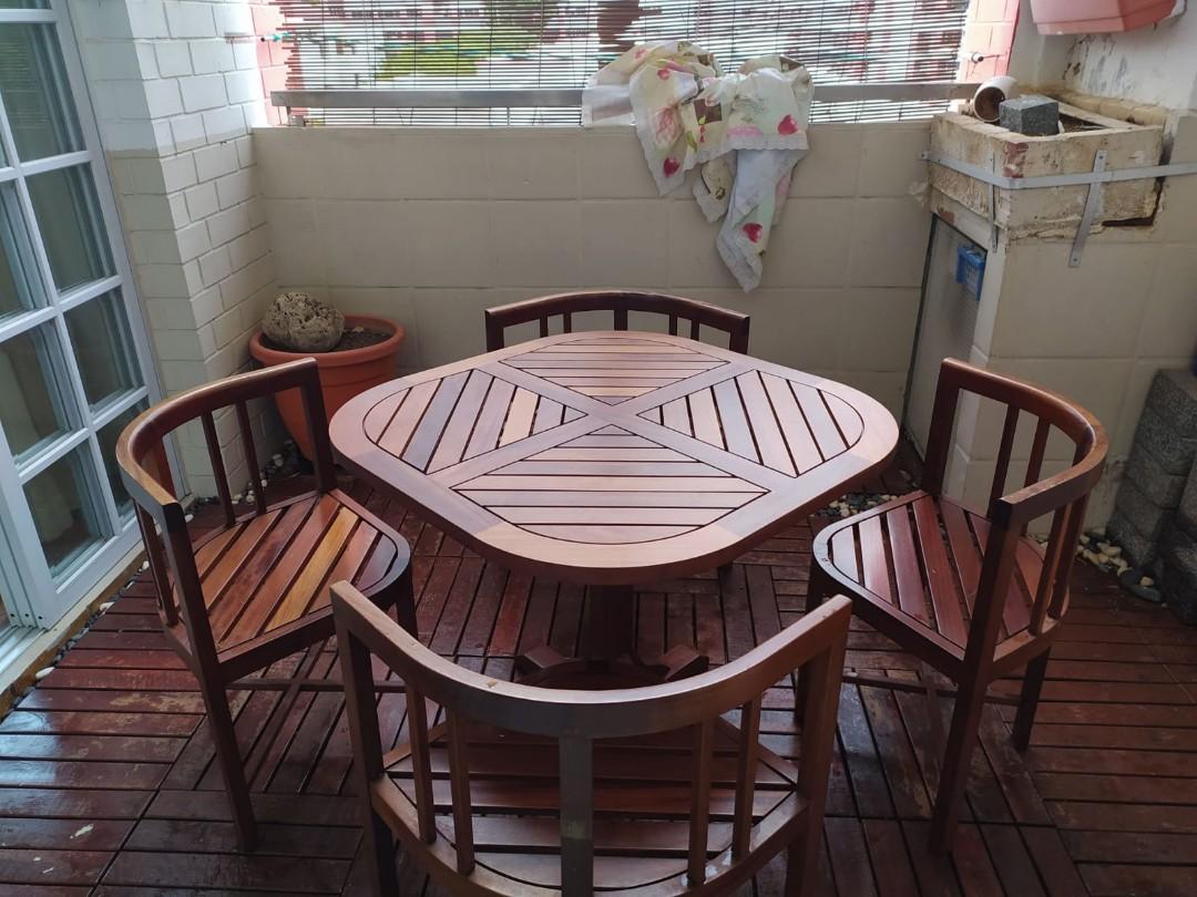 Burmese teak table set., Furniture & Home Living, Furniture, Tables