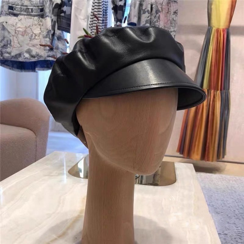 dior leather beret