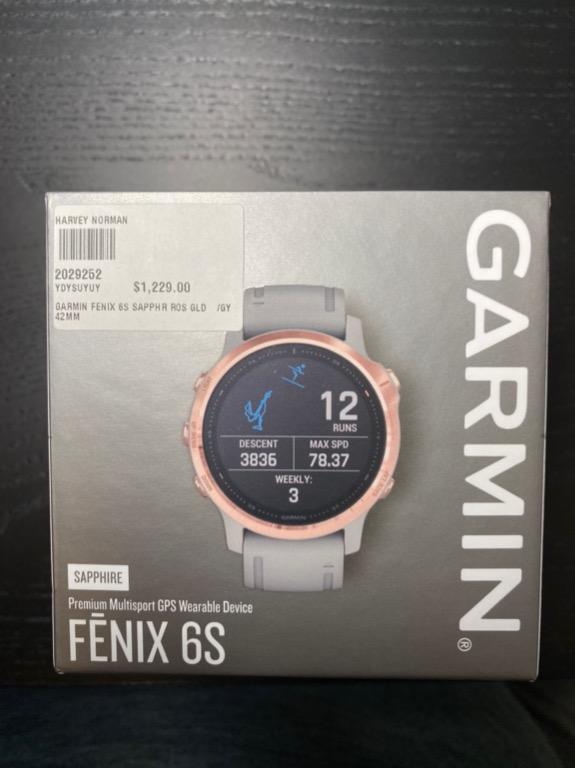 Garmin Fenix 6S Sapphire Rose Gold tone with Power Gray Band