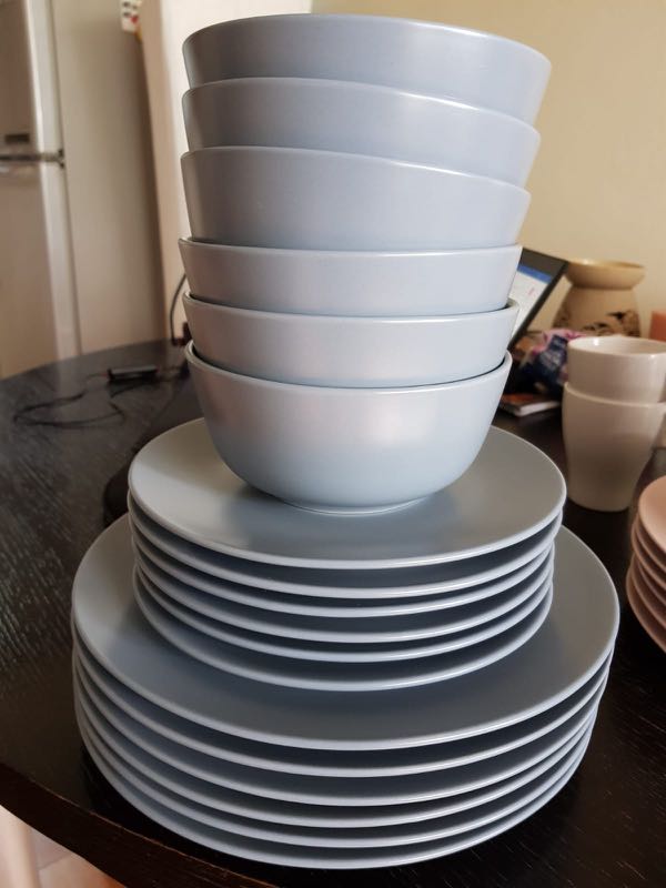 IKEA Plates / Dinera 18 piece Grey Blue, Furniture & Home Living
