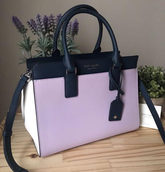 Kate Spade Cameron Small Satchel Purse (in Lavender/White/Blue), Luxury,  Bags & Wallets on Carousell