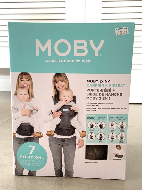 MOBY 2IN1 CARRIER + HIP SEAT GREY, Babies & Kids, Going Out