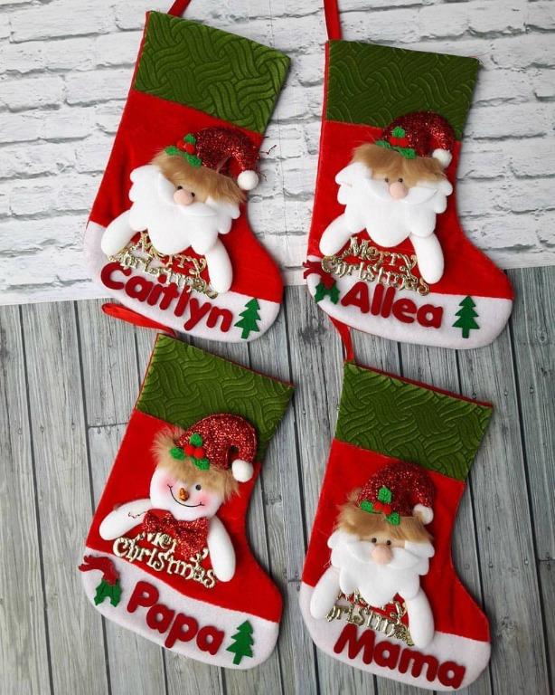 Personalised Christmas Socks Santa Socks With Name Felt Material Design Craft Handmade Craft On Carousell