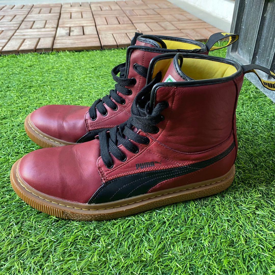 Red leather top boots for sale