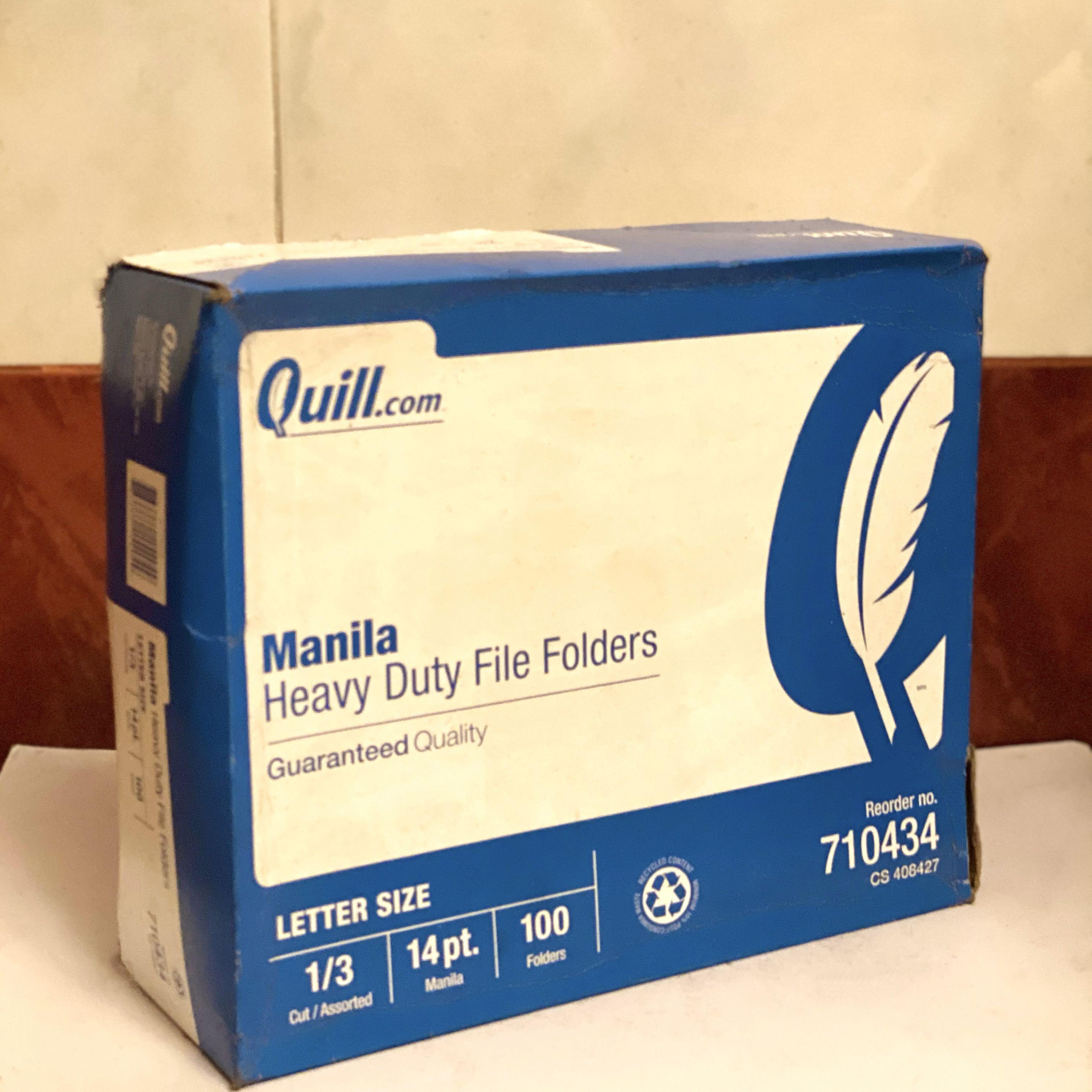 Quill Brand® Heavy-Duty Reinforced File Folders, 1/3-Cut ...