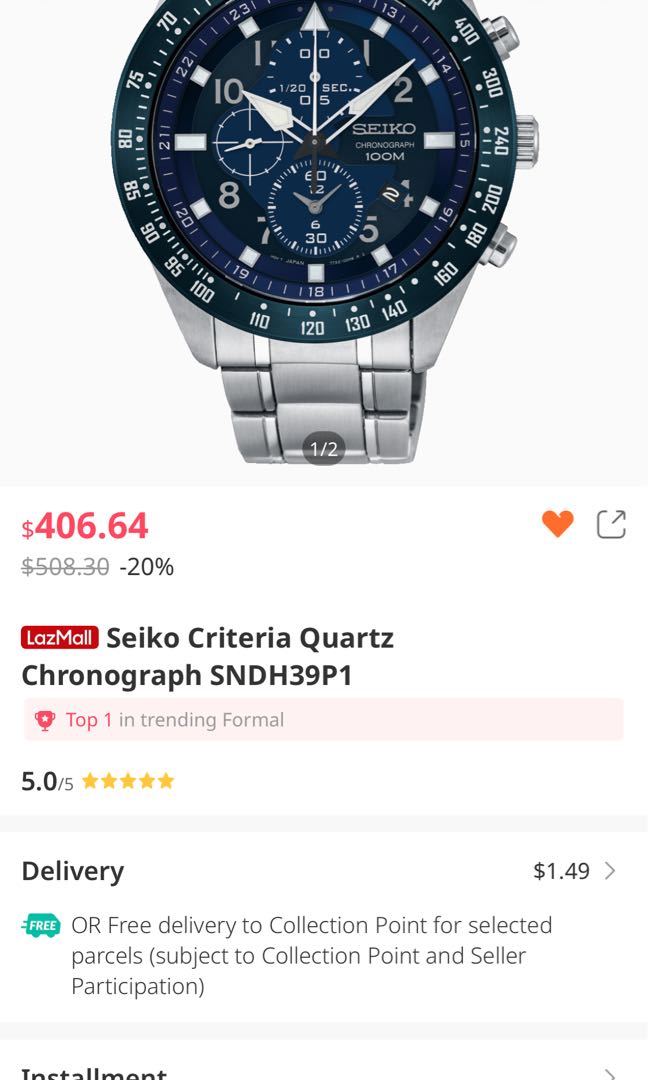 Seiko Criteria Quartz Chronograph SNDH39P1 Luxury Watches on