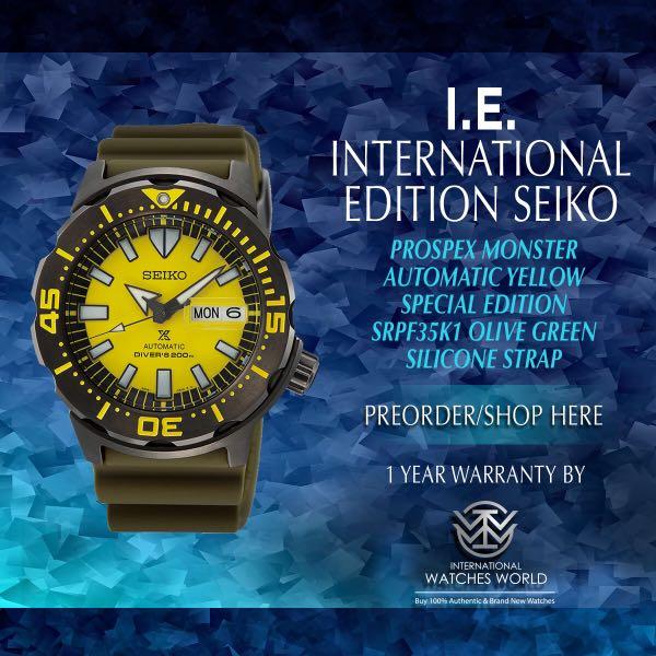 SEIKO INTERNATIONAL EDITION PROPSEX MONSTER AUTOMATIC YELLOW SRPF35K1 SPECIAL  EDITION, Men's Fashion, Watches & Accessories, Watches on Carousell