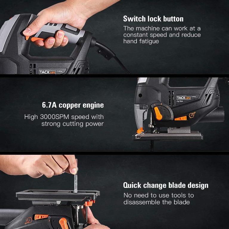 TACKLIFE Advanced 6.7 Amp 3000 SPM Jigsaw with Laser & LED, Variable