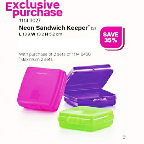 Tupperware Neon Sandwich Keeper (1pc)