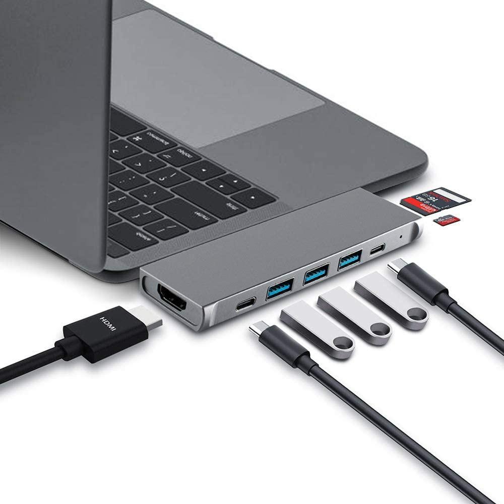 USB C Hub, JSAUX Type C MacBook Pro Multiport Adapter, 5 in 1 Thunderbolt 3  Docking Station with 4K HDMI Adapter, 100W Power Delivery, 3 USB 3.0 5Gbps