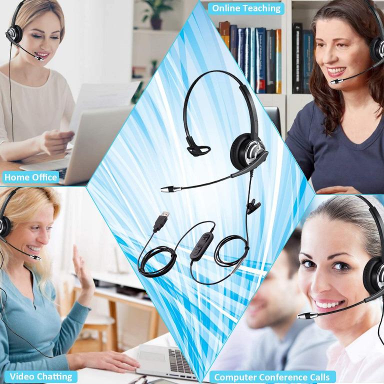 MKJ USB Headset with Noise Cancelling Microphone and Volume