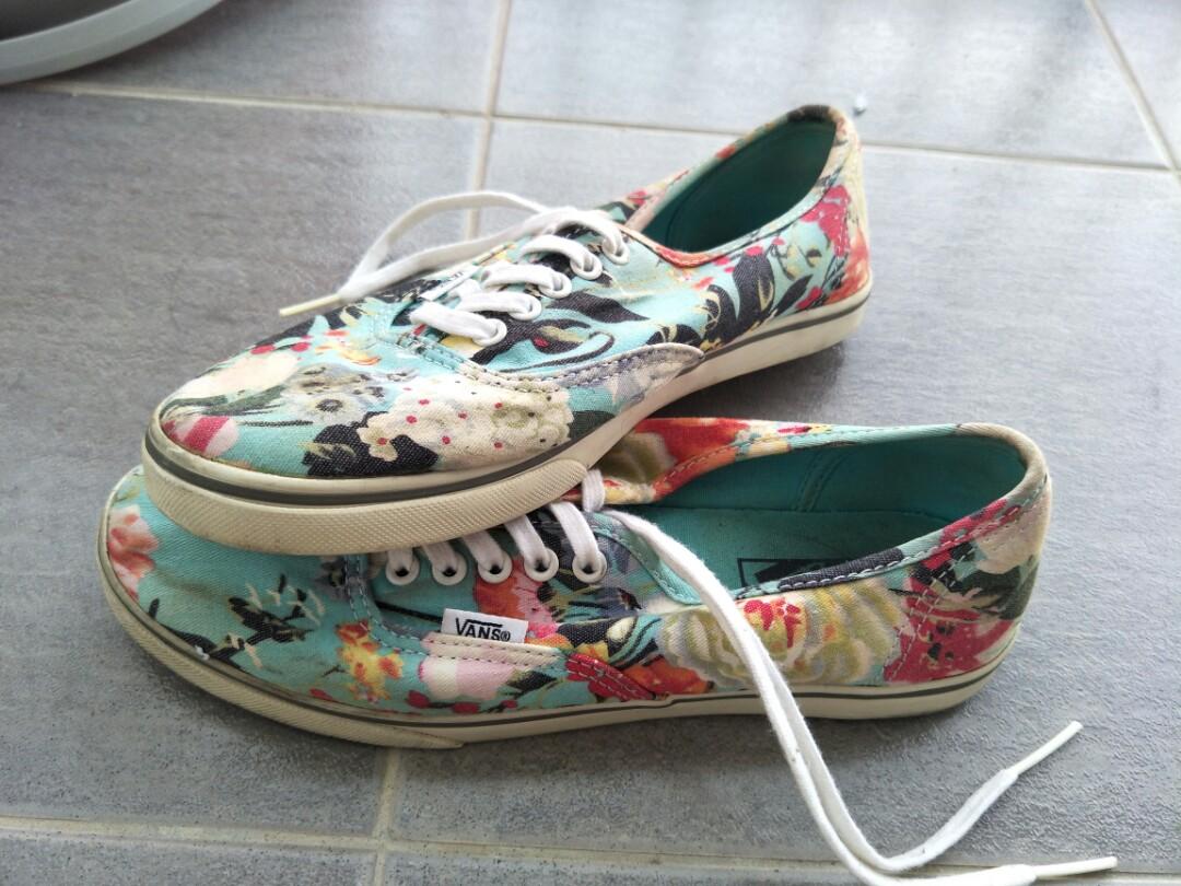 Light blue discount vans with flowers