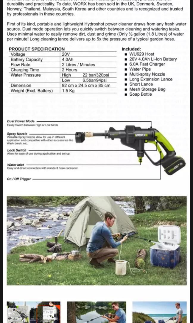Worx deals hydroshot wu629