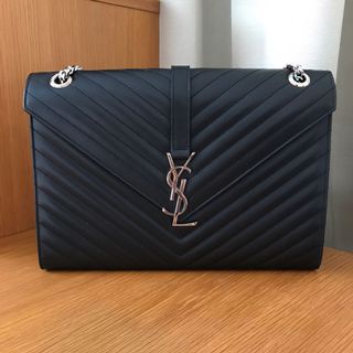 ysl all black envelope bolsa