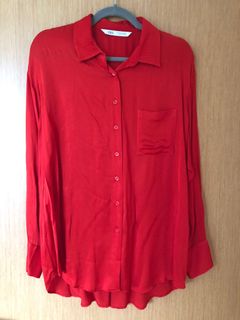 red silk top zara