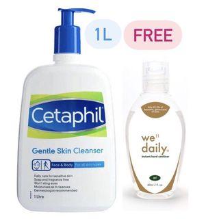 1L Cetaphil Gentle Skin Cleanser FREE HAND SANITIZER well daily
