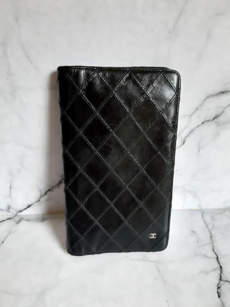 authentic chanel long black wallet