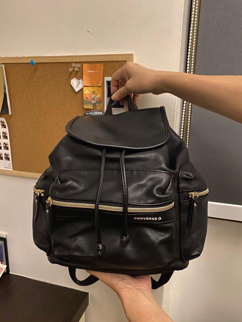 Black leather converse backpack outlet