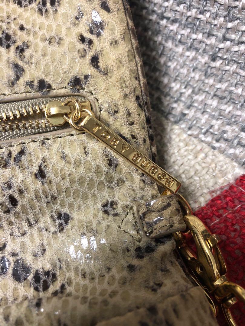 Authentic Tory Burch Audra Reva Clutch in Snake Skin, Luxury, Bags &  Wallets on Carousell