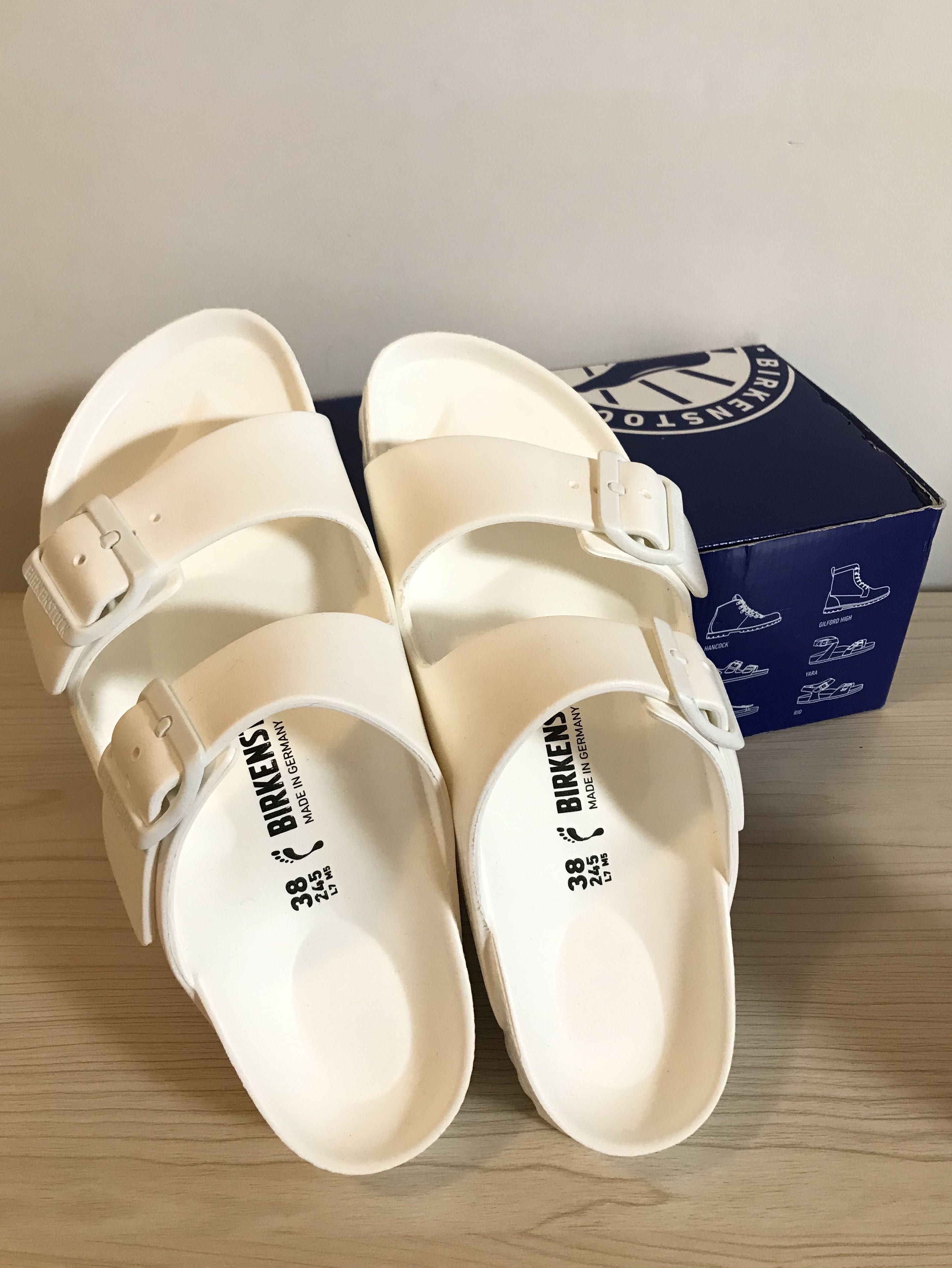 white birkenstock 38