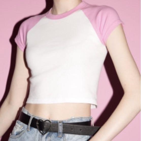 Brandy Melville Pink And White Bella Top Women S Fashion Tops Other Tops On Carousell