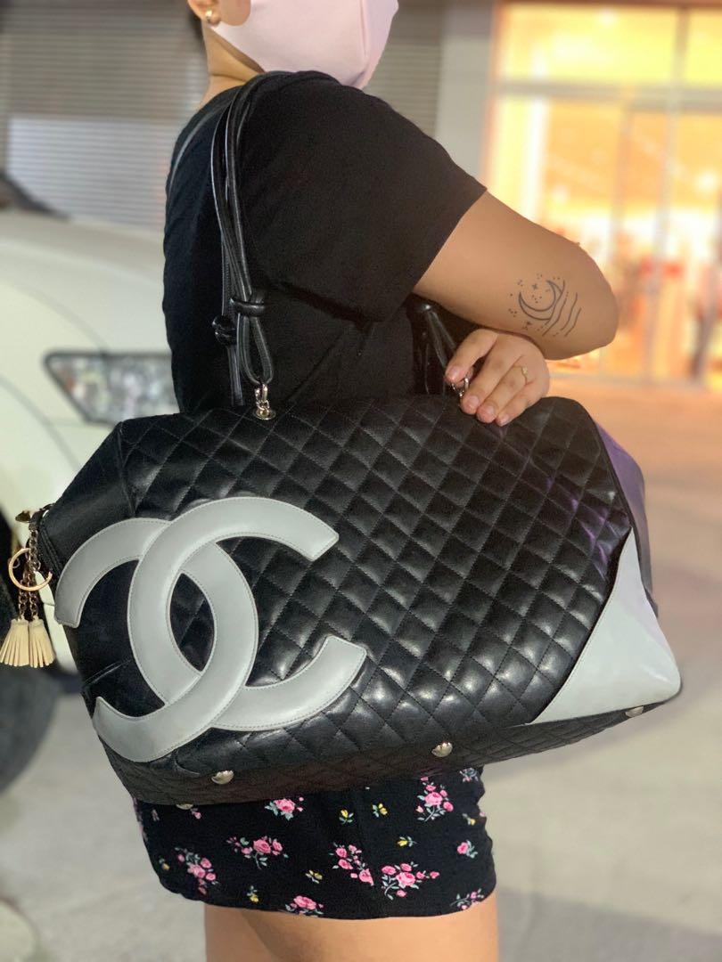 Chanel Black Quilted Leather Cambon Ligne Bowler Bag For Sale at