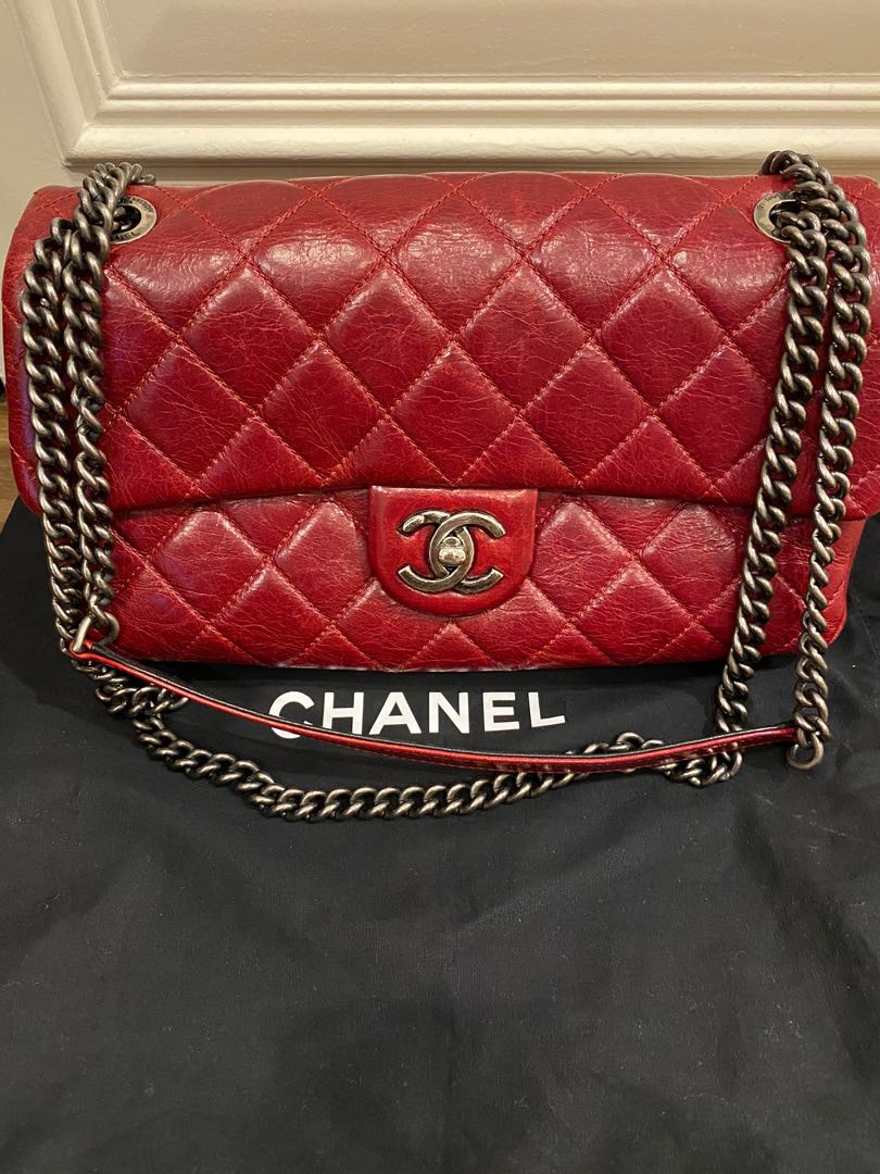 Chanel Quilted Glazed Dark Red Small Flap Bag, Luxury, Bags & Wallets on  Carousell