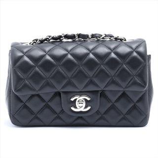 CHANEL MINI MATRASSE LAMBSKIN SINGLE FLAP SINGLE CHAIN BAG BLACK SILVERMETAL 29S