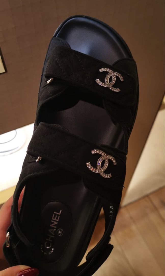 Chanel Rhinestone Dad Sandals