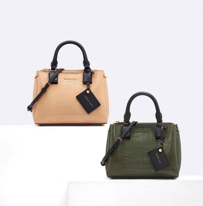 Croc effect structured sales bag charles and keith