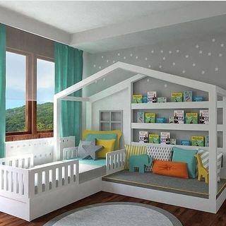 Cottage bed with reading nook, toddler bed