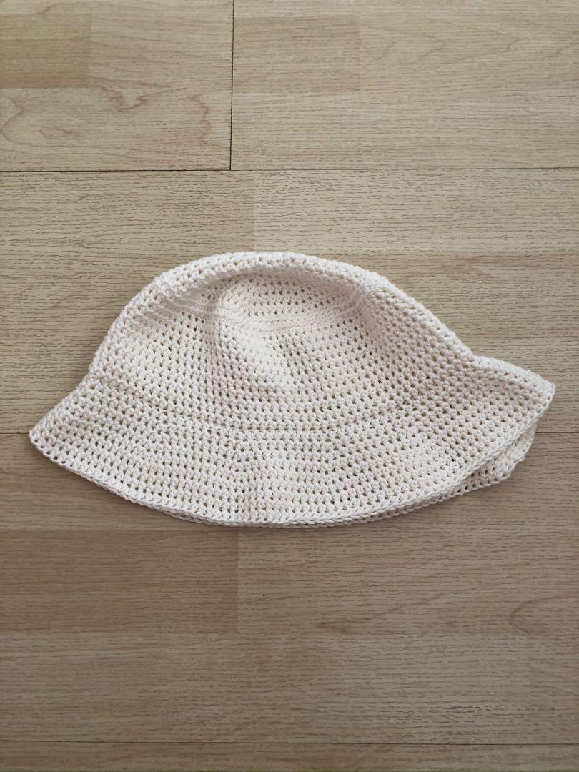 Crochet Bucket Hat in Cream, Women's 