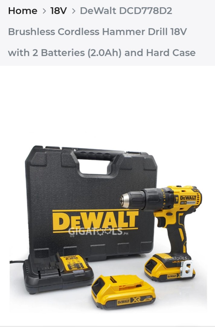 DEWALT DCD 778 CORDLESS DRILL, Furniture & Home Living, Home Improvement & Home Improvement Tools & Accessories Carousell
