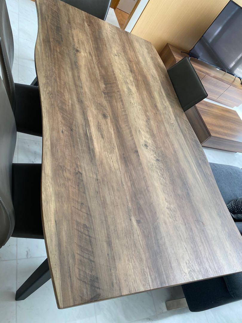 Dining table (Category: Tables & Sets) located in Singapore. Submitted by spooler (Listing ID 1049662062, Image 1). Description: O Woody MDF dining table O From OM O Table 1600 x 900 x 760 mm O Good condition; no visible scratches, dents, stains or watermarks O Table only O Fits into 1.7m Lala Move van for lower delivery fee (legs already disassembled).