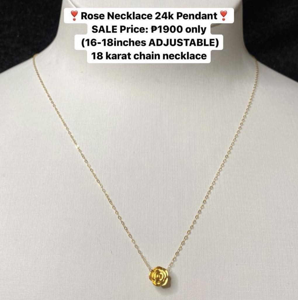 Gold Rose Necklace, Women's Fashion 