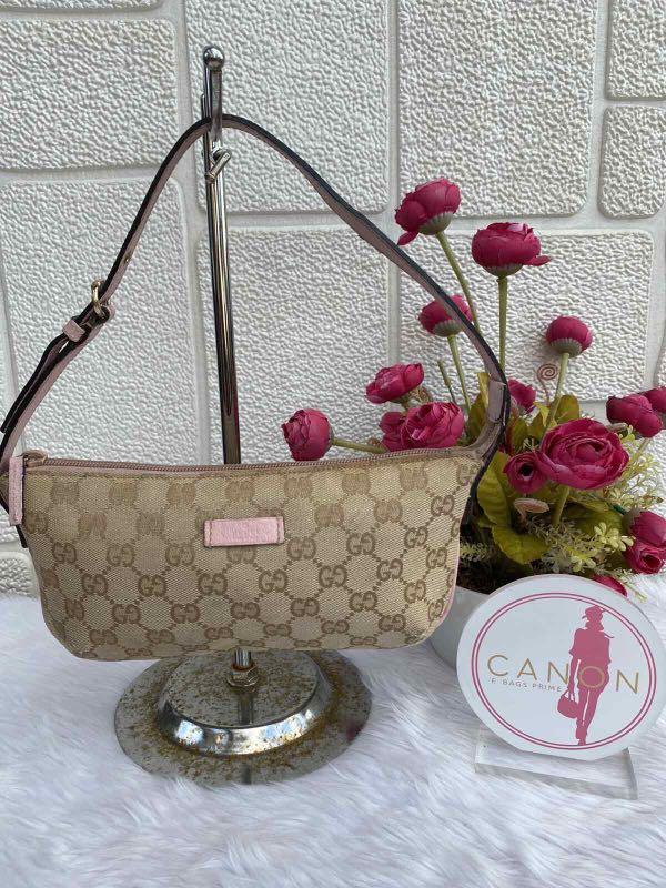 Gucci Monogram Boat Pochette Pink Trims. Made in Italy., Luxury, Bags &  Wallets on Carousell