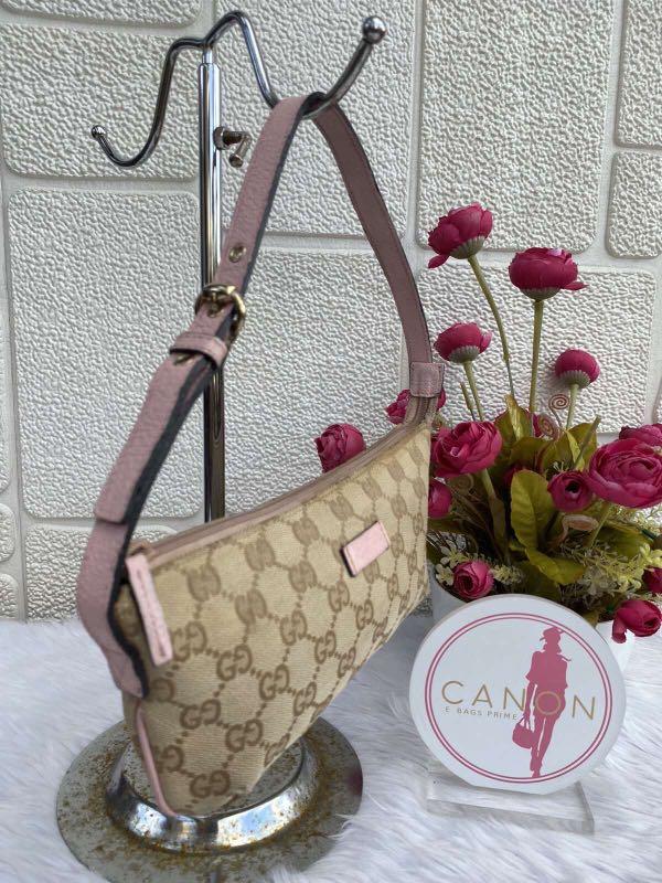 Gucci Monogram Boat Pochette Pink Trims. Made in Italy., Luxury