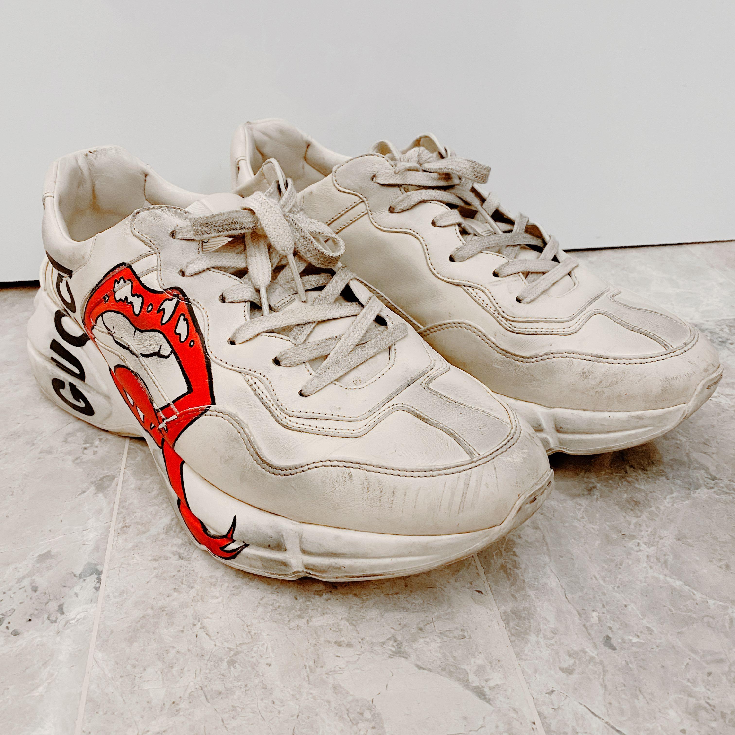gucci rhyton distressed sneakers
