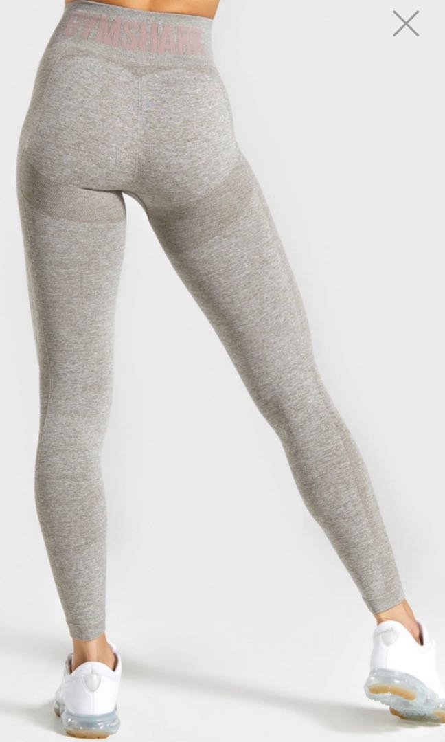 Gymshark Flex Leggings in Khaki Marl/Taupe Size L, Women's Fashion