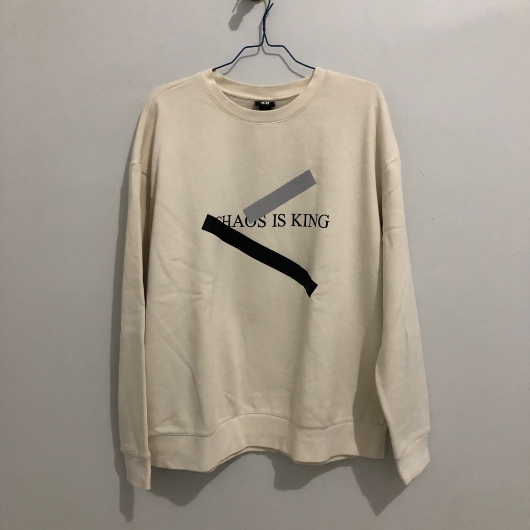 H M Chaos Is King Sweater Fesyen Pria Pakaian Baju Luaran di