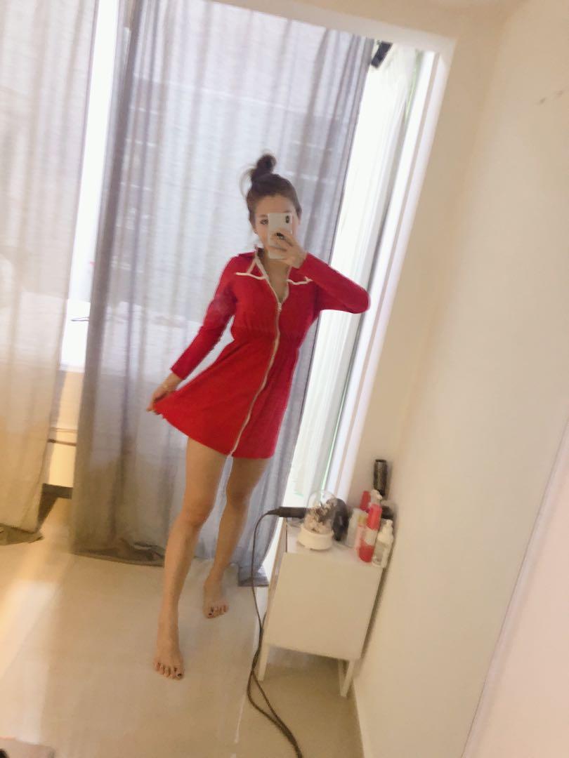 Hot red jersey hoodie dress Women s Fashion Tops Sleeveless on Carousell